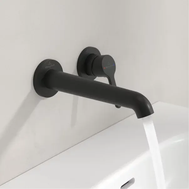Baterie lavoar incastrata Villeroy&Boch Skyla negru mat pipa 20 cm fara corp ingropat — imaginea 4