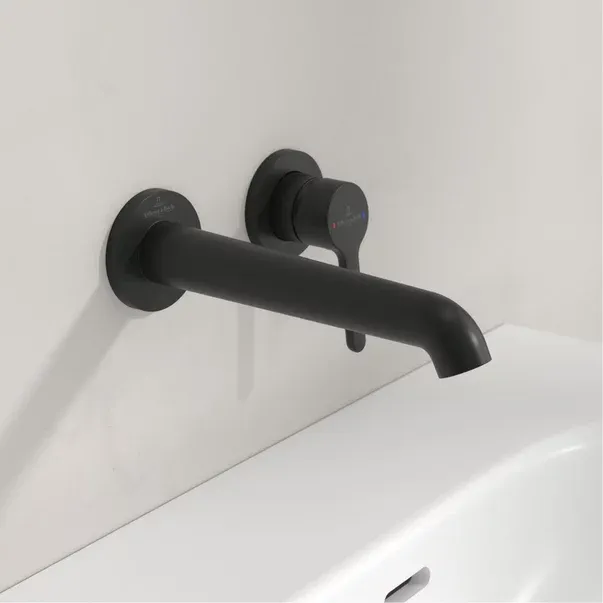 Baterie lavoar incastrata Villeroy&Boch Skyla negru mat pipa 20 cm fara corp ingropat — imaginea 8