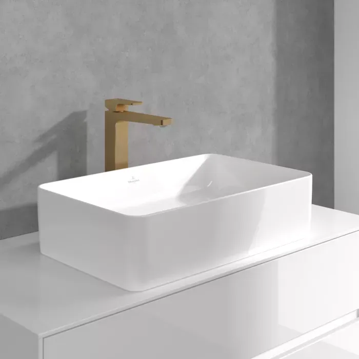 Baterie lavoar Villeroy and Boch Architectura, XL, 306 mm, ventil, mat, auriu, TVW12500200076 — imaginea 6