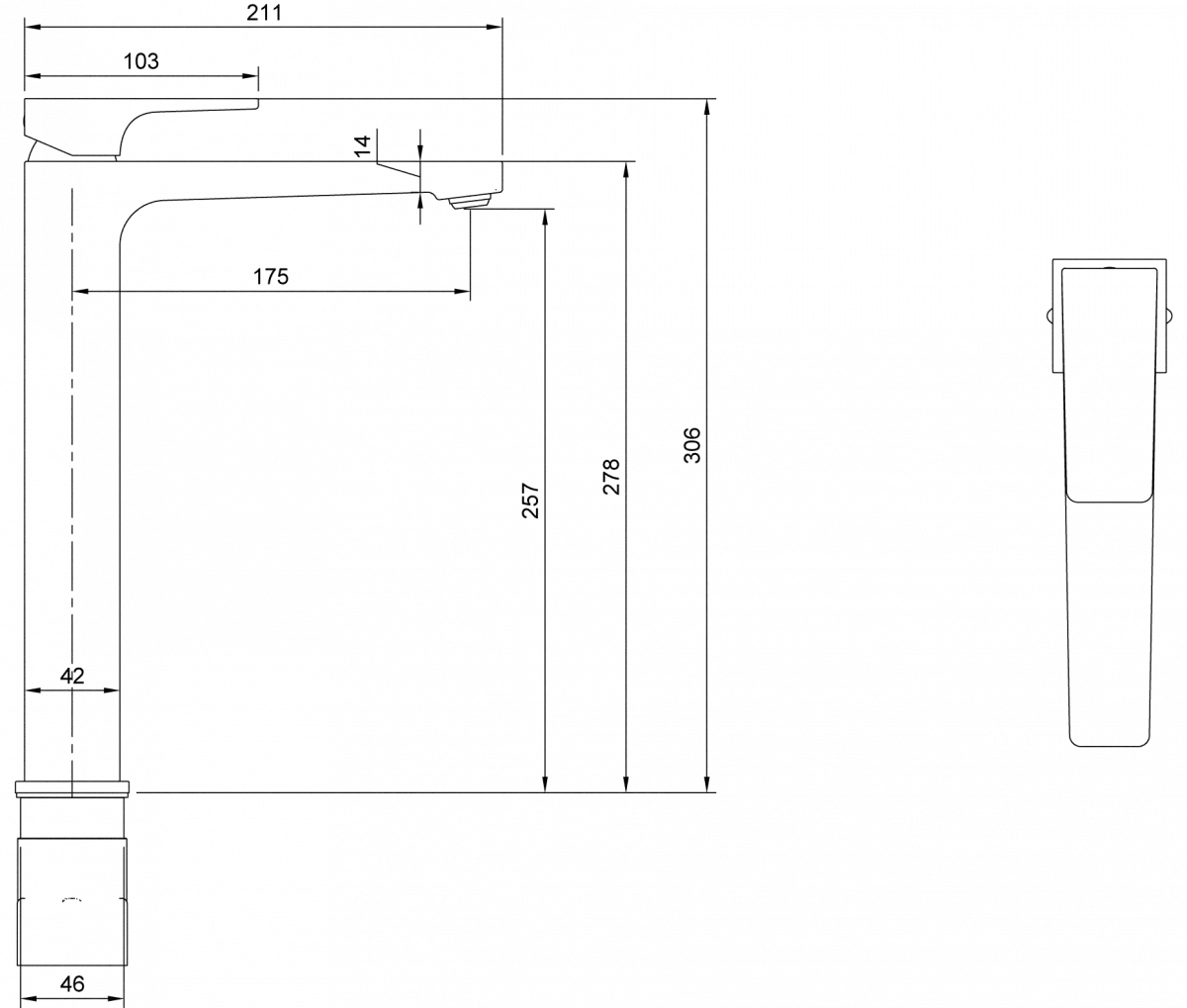 Baterie lavoar Villeroy and Boch Architectura, XL, 306 mm, ventil, mat, auriu, TVW12500200076 — imaginea 13