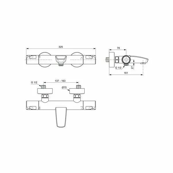Baterie termostatica pentru cada Ideal Standard Ceratherm T50 — imaginea 2