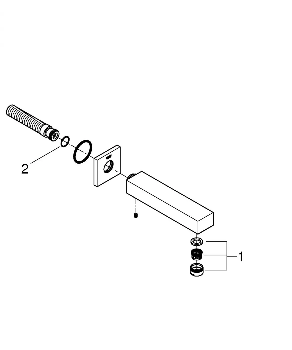 Pipa cada Grohe Eurocube, incastrata, 170 mm, mat, otel satinat, 13303DC0 — imaginea 5