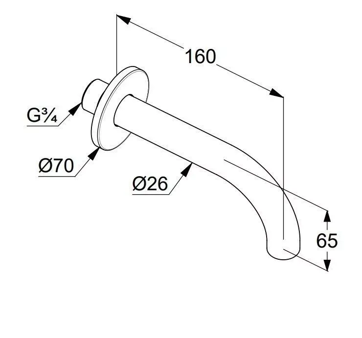 Pipa cada Kludi Bozz, 1/2'', 160 mm, mat, auriu, 38505N0 — imaginea 2
