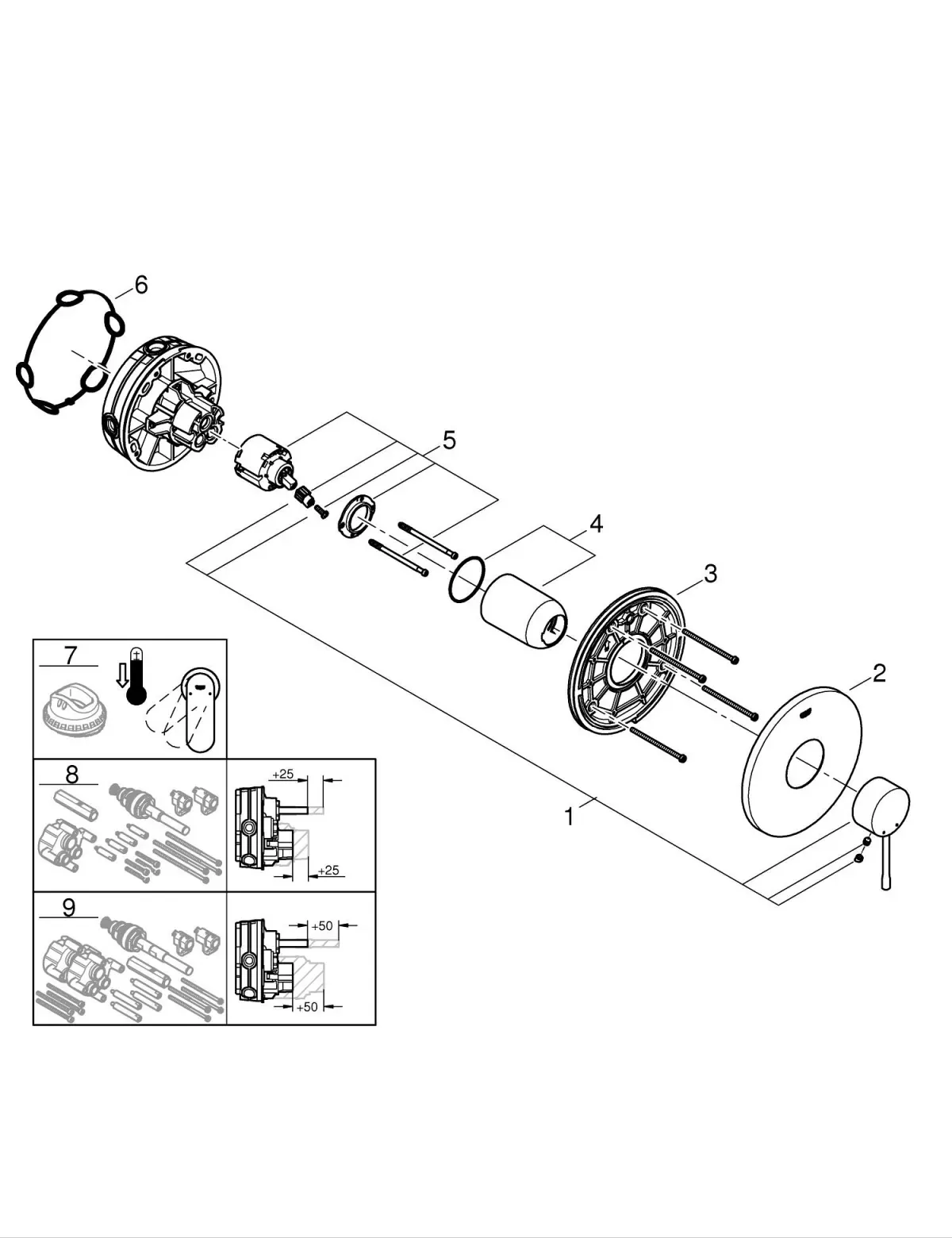 Unitate comanda Grohe Essence 24057GN1, 1/2'', 1 iesire, necesita valva, mat, auriu — imaginea 4