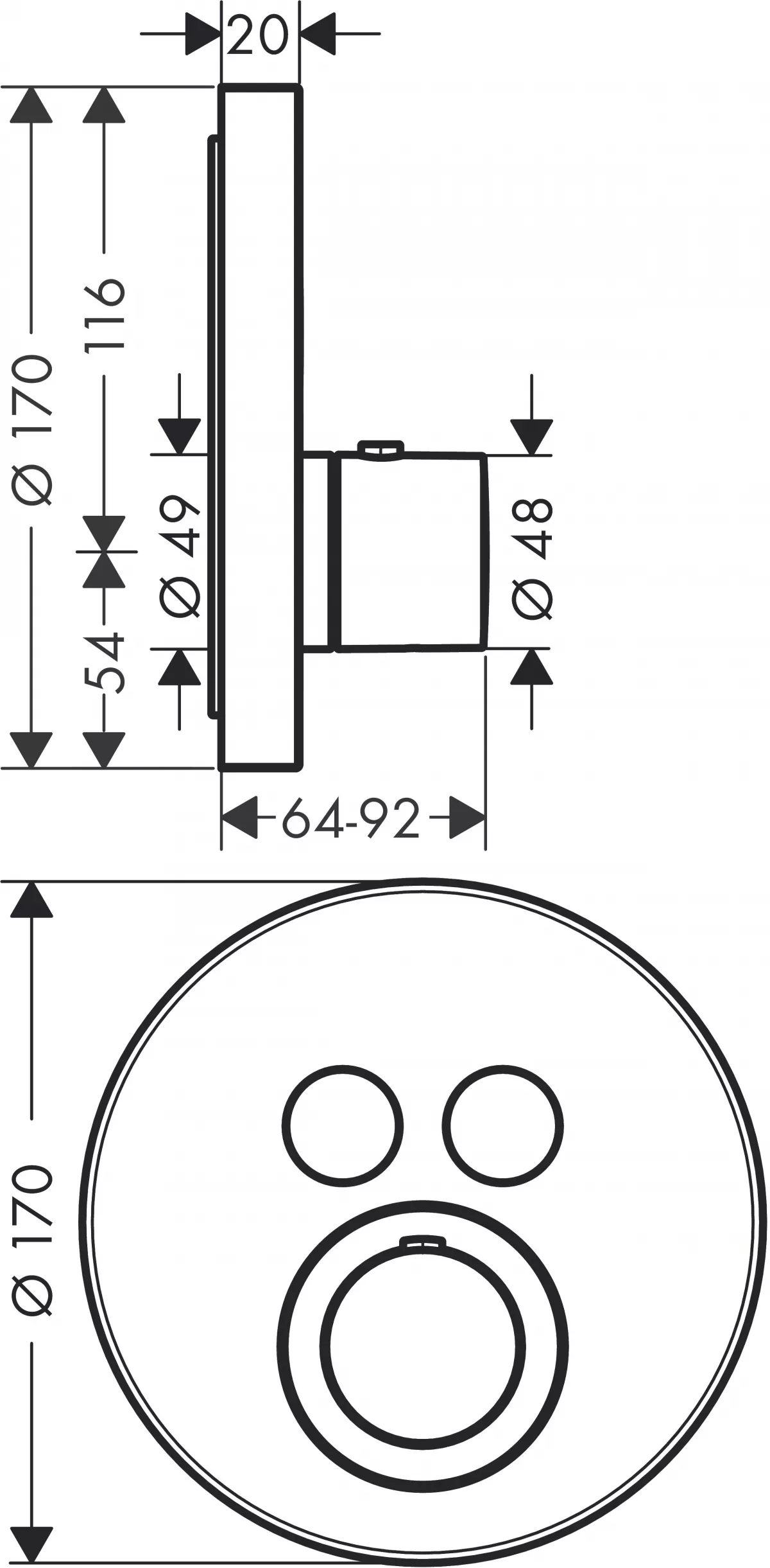 Unitate comanda Axor ShowerSelect, 2 iesiri, termostat, necesita valva, crom, 36723000 — imaginea 6