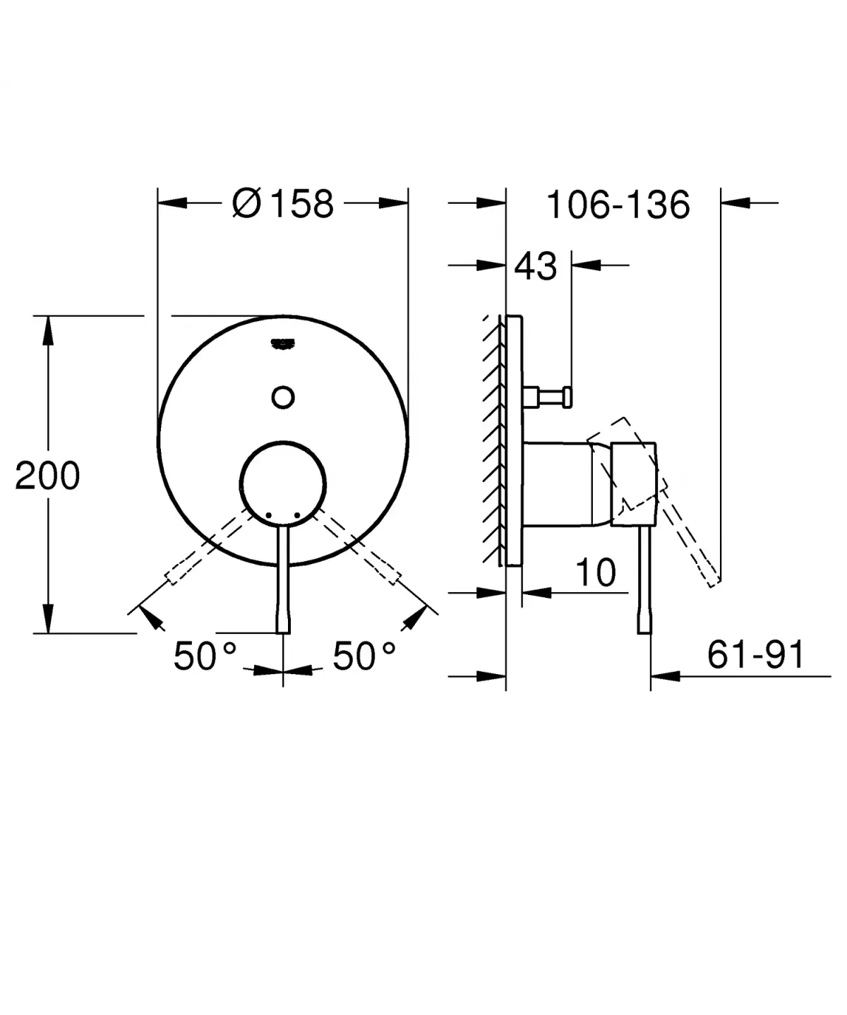 Unitate comanda Grohe Essence 24058GL1, 1/2'', 2 iesiri, necesita valva, lucios, auriu — imaginea 2