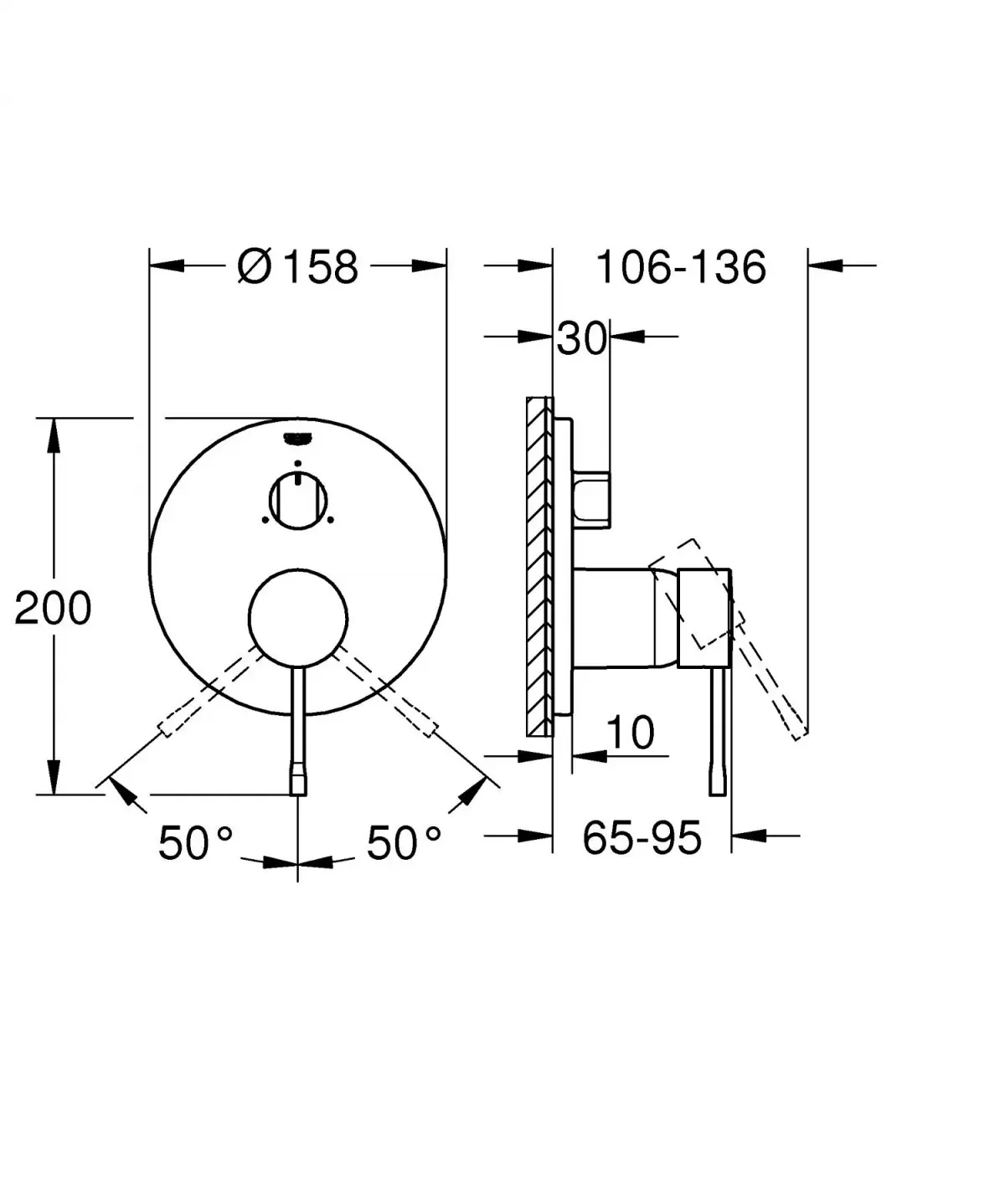 Unitate comanda Grohe Essence, aparenta, 3 iesiri, diverter, necesita valva, mat, cupru, 24169DL1 — imaginea 3