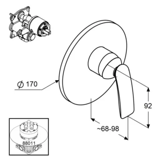 Unitate comanda Kludi Balance 526559175, 1/2'', monocomanda, 1 iesire, necesita set fixare, alb — imaginea 3