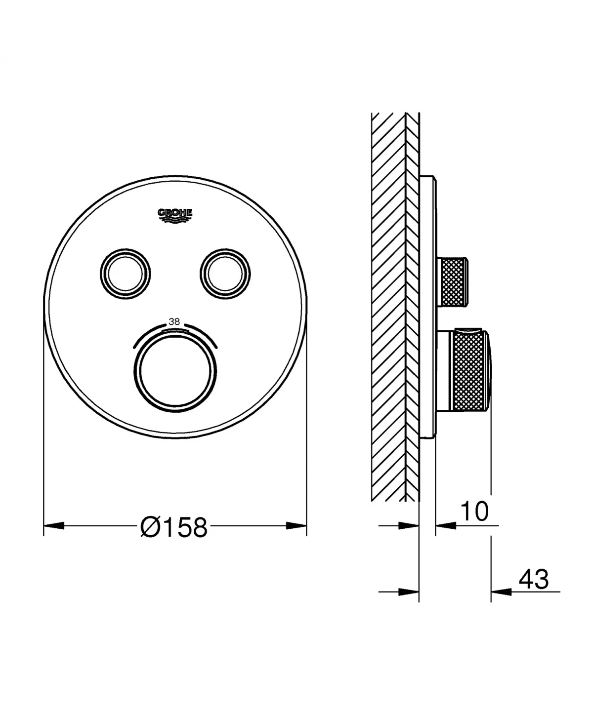 Unitate control Grohe Grohtherm Smartcontrol 29119DL0, 1/2'', 2 iesiri, termostat, necesita valva, mat, cupru — imaginea 2