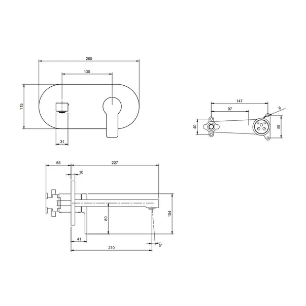 Baterie lavoar incastrata Villeroy&Boch Architectura monocomanda crom lucios fara corp ingropat — imaginea 6