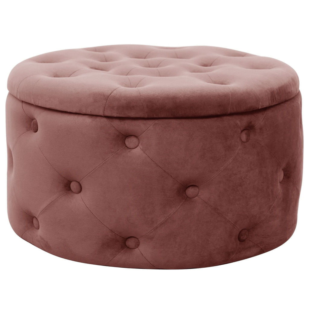Taburet Alia cu spatiu depozitare, tapitat cu velur, 55x30 cm, roz — imaginea 2