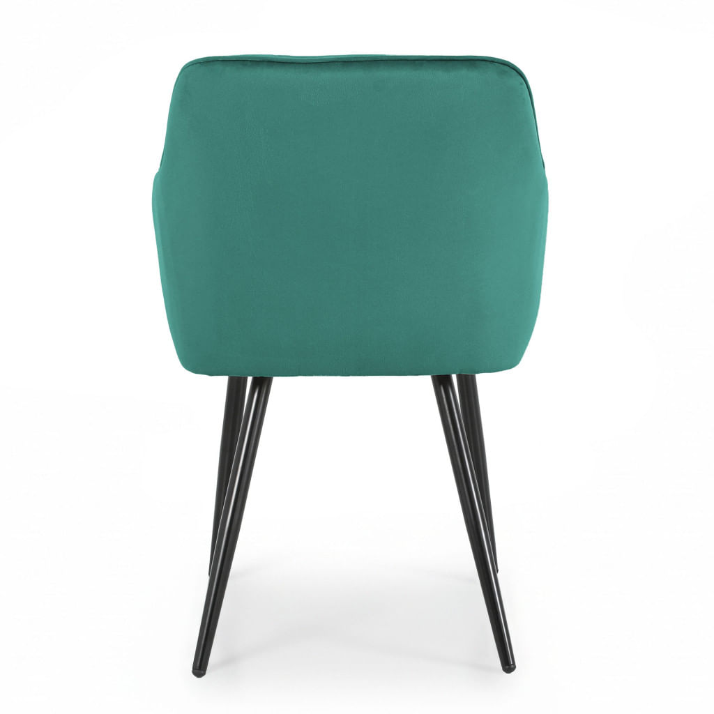 Set 6 scaune tapitate, Diamant, velur matlasat, 55x58x83 cm, verde smarald — imaginea 3