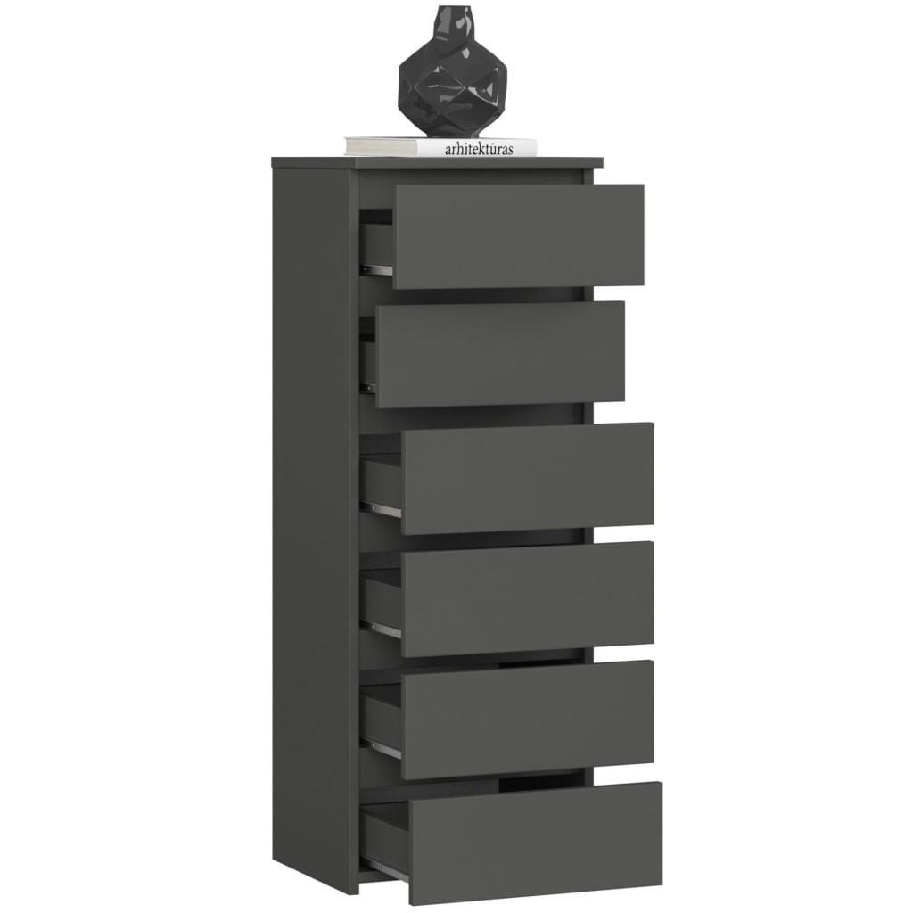 Comoda cu 6 sertare, PAL laminat 16 mm, 40x35x109 cm, gri