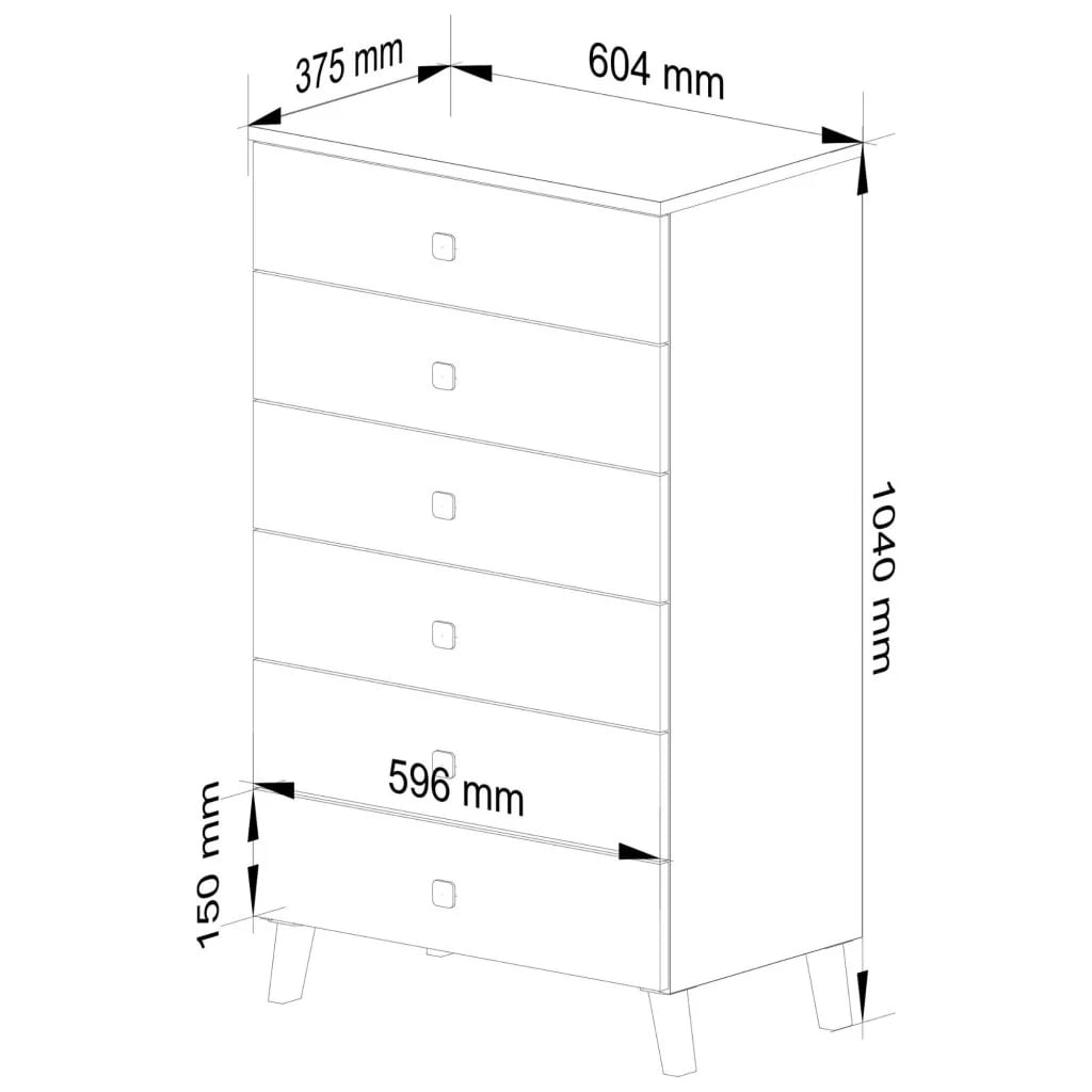 Comoda MOBI K-06, 6 sertare, 60x37x104 cm, casmir cu detalii aurii — imaginea 5