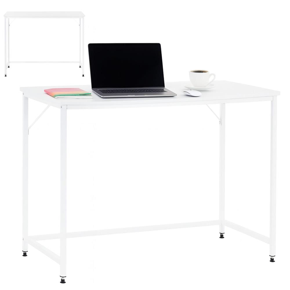 Birou cu blat MDF si cadru metalic, 100x50x76 cm, alb — imaginea 2