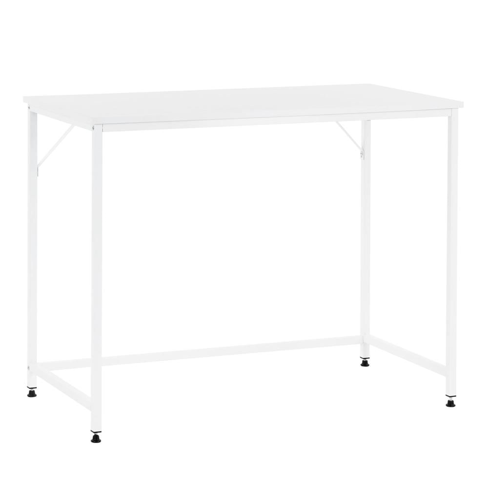 Birou cu blat MDF si cadru metalic, 100x50x76 cm, alb — imaginea 3