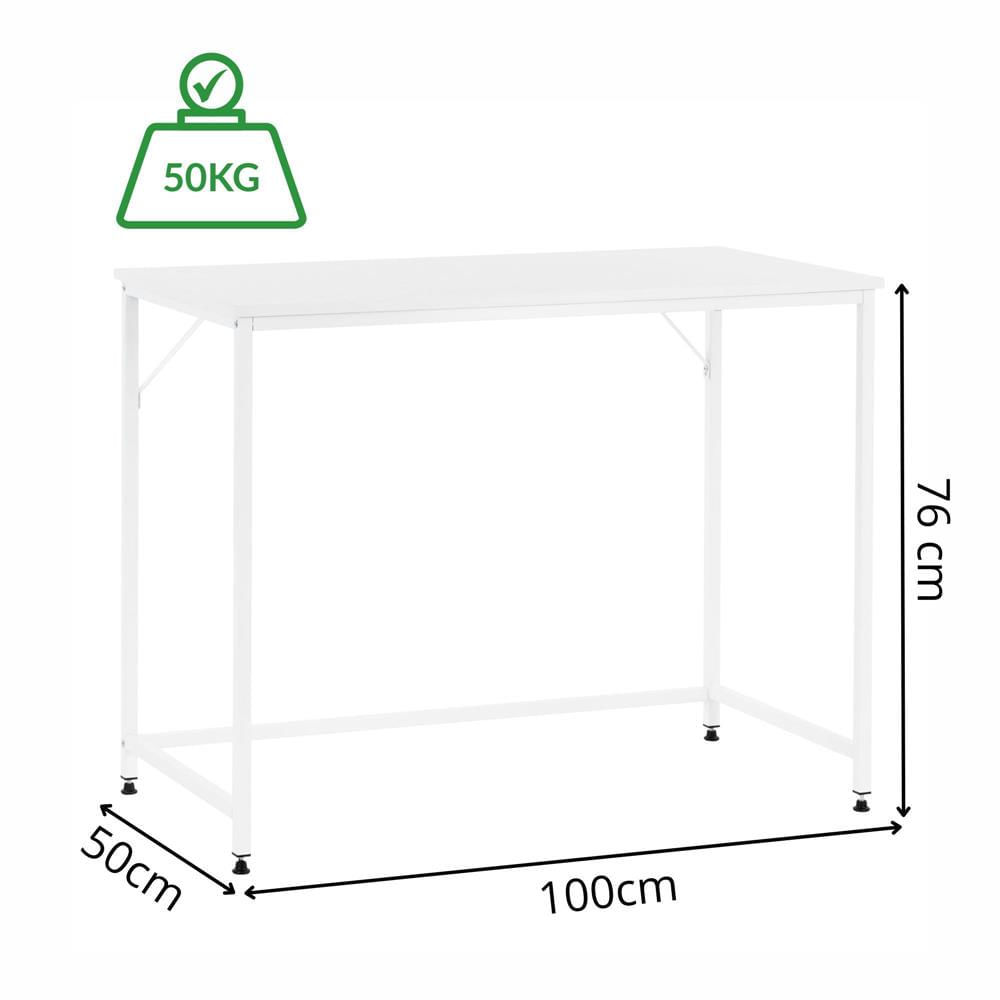 Birou cu blat MDF si cadru metalic, 100x50x76 cm, alb — imaginea 12