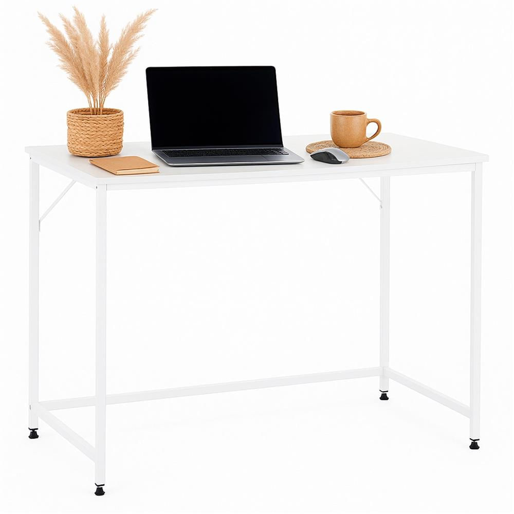 Birou cu blat MDF si cadru metalic, 100x50x76 cm, alb — imaginea 13
