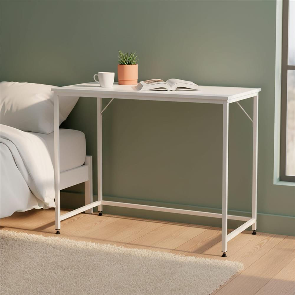 Birou cu blat MDF si cadru metalic, 100x50x76 cm, alb — imaginea 19