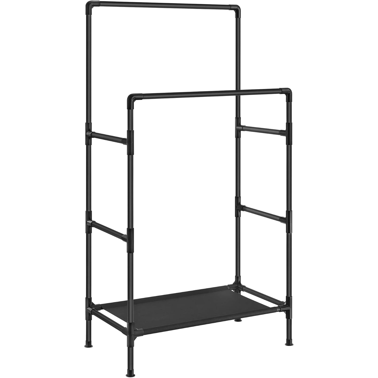 SONGMICS Raft de haine din metal, cu 2 bare de haine si 1 raft, stil industrial, 45x83x157cm, negru — imaginea 2