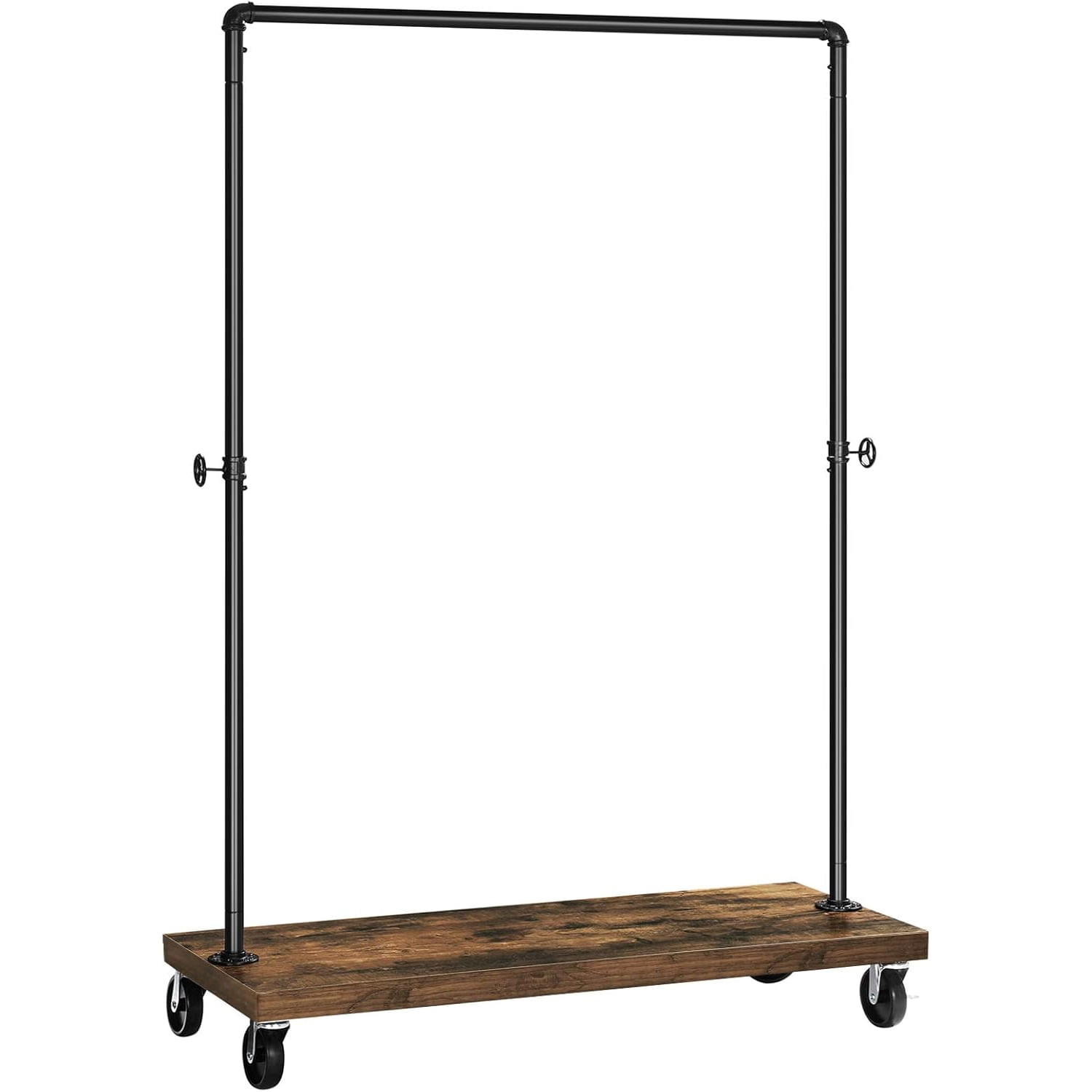 SONGMICS Suport haine pe roti, cu bara si raft inferior, stil industrial, 104x40x162 cm, negru — imaginea 2
