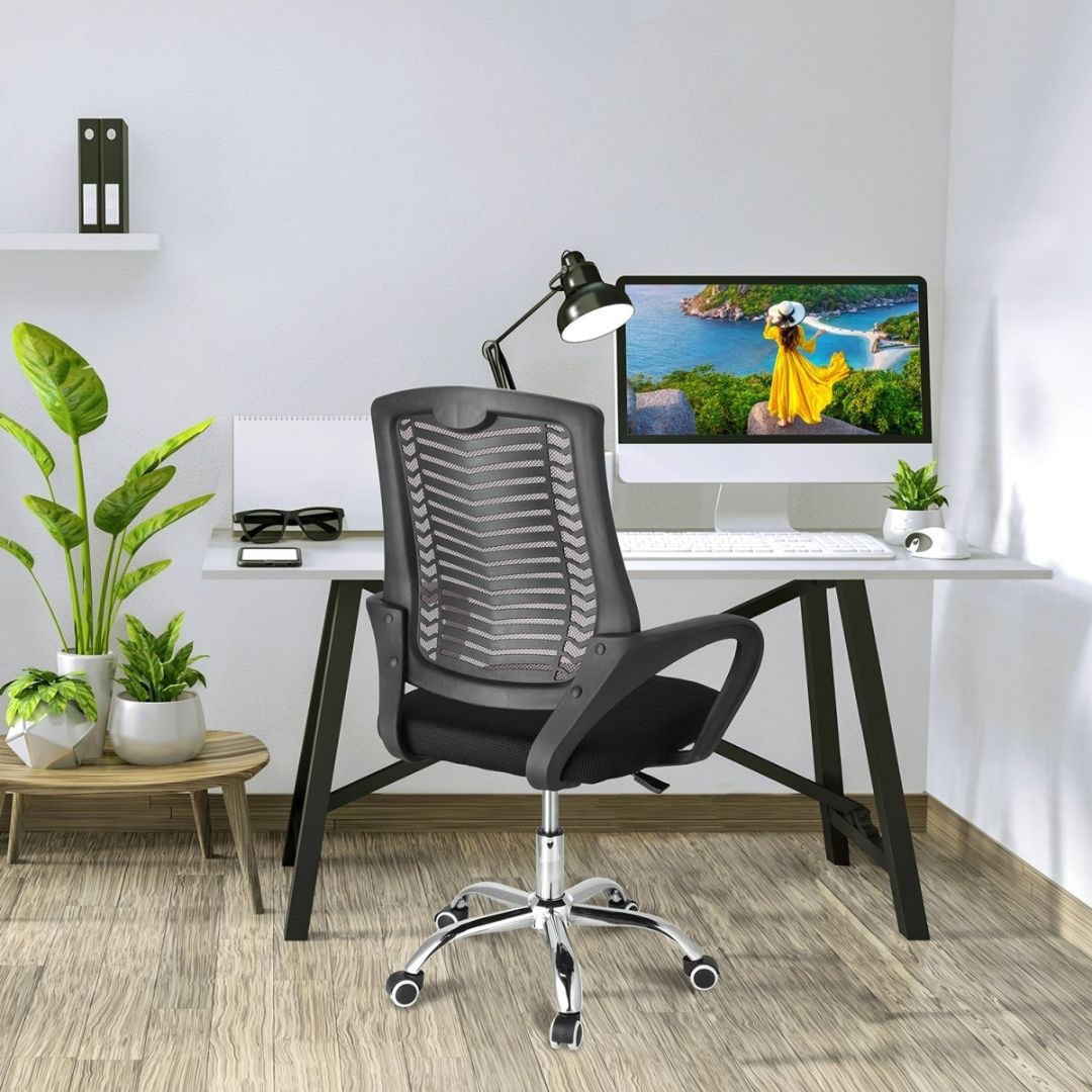Scaun de birou ergonomic, ajustabil, TOLEDO, Jumi, negru cu spatar gri — imaginea 3