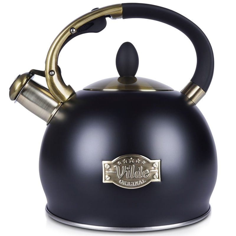 Fierbator cu fluier din otel inoxidabil, negru, 3 L