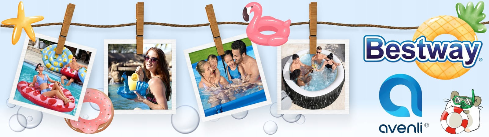 Husa albastra pentru piscina, prelata 305 x 183 cm, dreptunghiulara, Bestway, BES58108