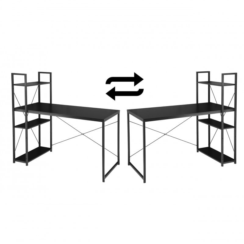 Masa de birou cu raft lateral negru, 120x60 cm, JollyMag, STL24CZ — imaginea 4