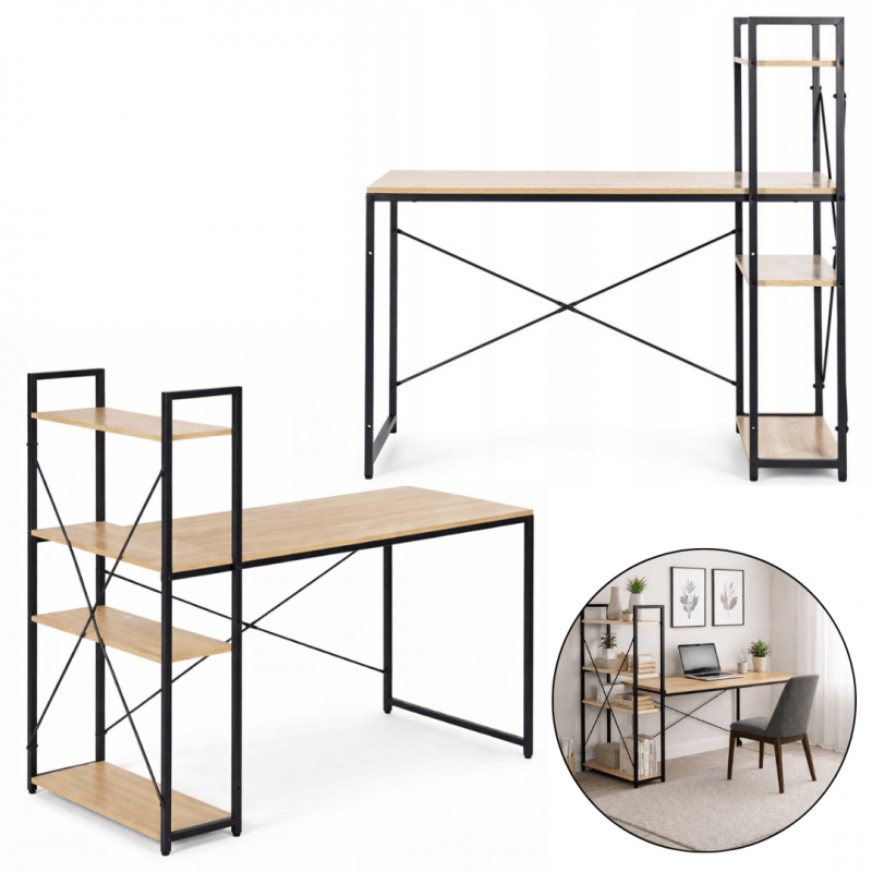 Masa de birou cu raft lateral maro, 120x60 cm, JollyMag, STL24JBR — imaginea 3