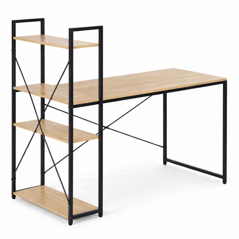 Masa de birou cu raft lateral maro, 120x60 cm, JollyMag, STL24JBR — imaginea 5