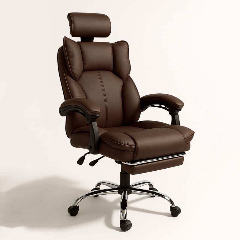 Scaun de birou maro inchis, cu suport picioare, max 150 kg, 63x118-128 cm, JollyMag, KO49BR — imaginea 3