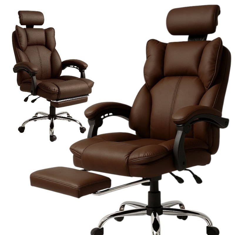 Scaun de birou maro inchis, cu suport picioare, max 150 kg, 63x118-128 cm, JollyMag, KO49BR — imaginea 5