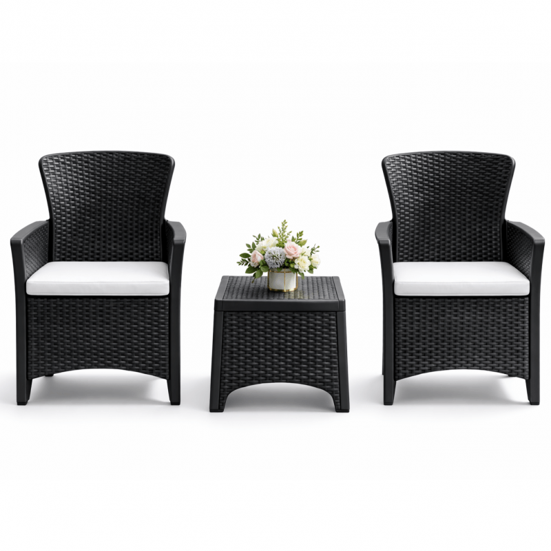 Set mobilier, masa si 2 scaune, pentru gradina, terasa sau balcon, imitatie ratan, JollyMag, SC08 — imaginea 5