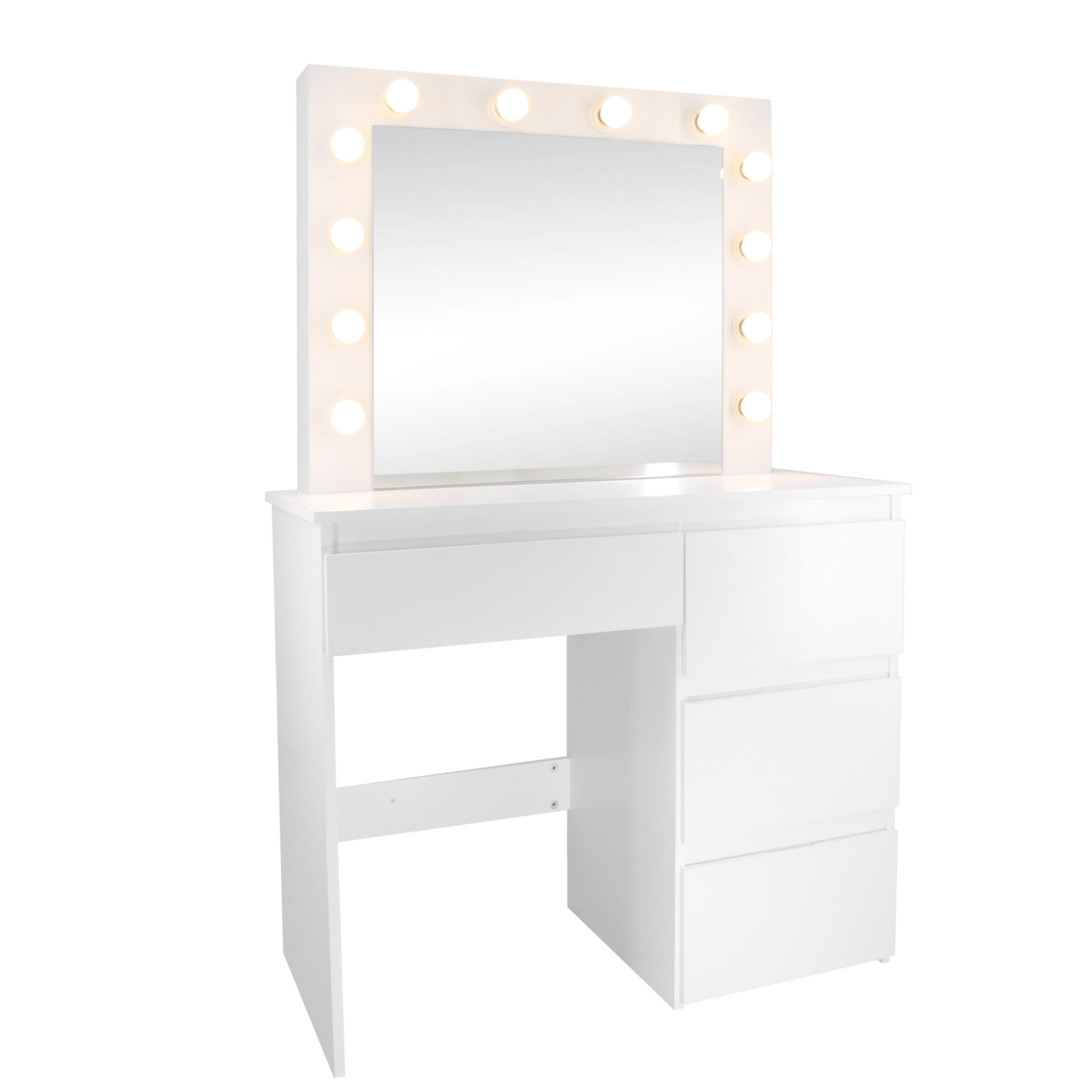 Masa de toaleta pentru machiaj, alba, cu oglinda, sertare si LED-uri, 94x43x141 cm, JollyMag, PHO4868 — imaginea 2