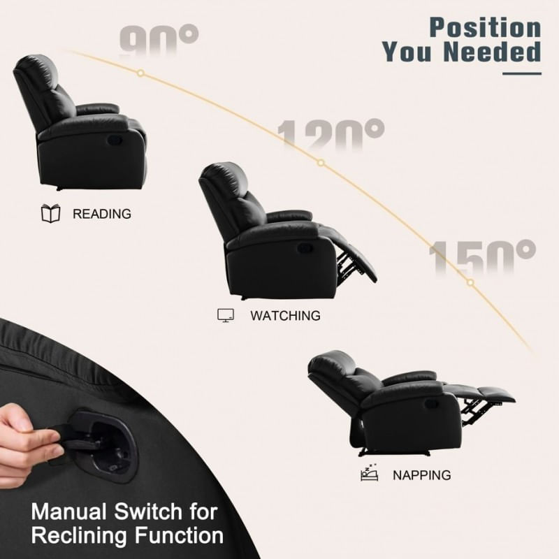 Fotoliu confortabil tip canapea extensibila, piele ecologica maro deschis, JollyMag, SOF01BR — imaginea 4