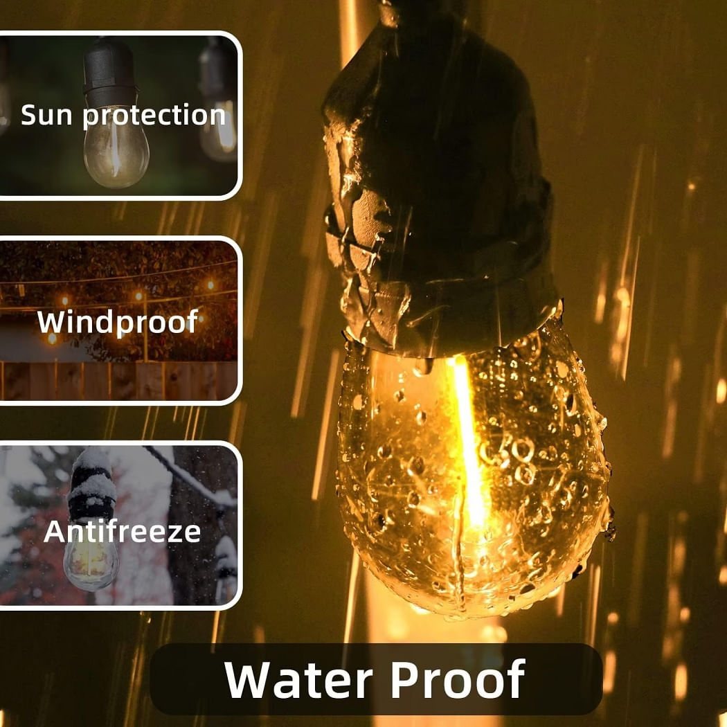 Ghirlanda luminoasa cu incarcare la priza, Lungime 30 metri 30 Becuri LED, Lumina calda