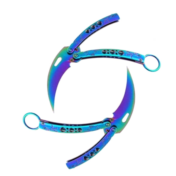 Set de doua bricege fluture karambit, DEPOX®, otel inoxidabil, 22 cm, multicolor — imaginea 3