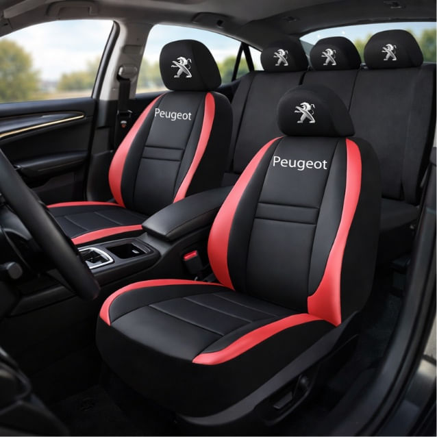 Set Huse Scaune Universale HLX5 Compatibile cu Peugeot – Negru/Rosu