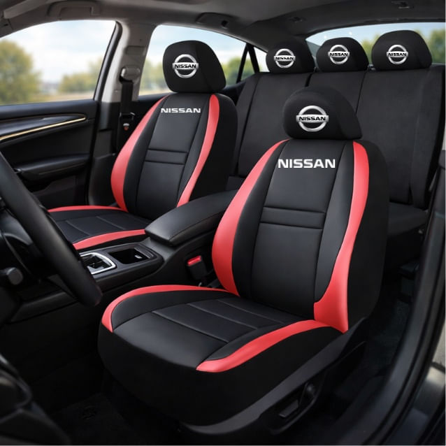 Set Huse Scaune Universale HLX5 Compatibile cu Nissan – Negru/Rosu