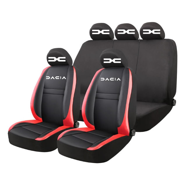 Set Huse Scaune Universale HLX5 Compatibile cu Dacia Nou – Negru/Rosu