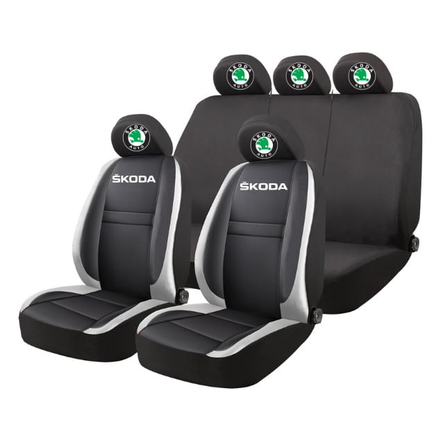 Set Huse Scaune Universale HLX4 Compatibile cu Skoda – Negru/Gri