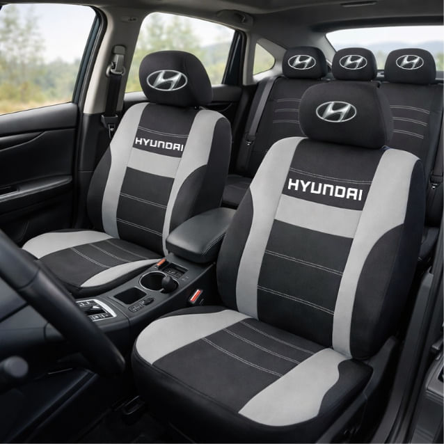 Set Huse Scaune Universale HLX2 Compatibile cu Hyundai – Negru/Gri