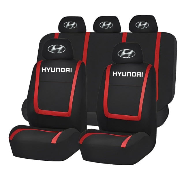Set Huse Scaune Universale Compatibile cu Hyundai – Negru/Rosu