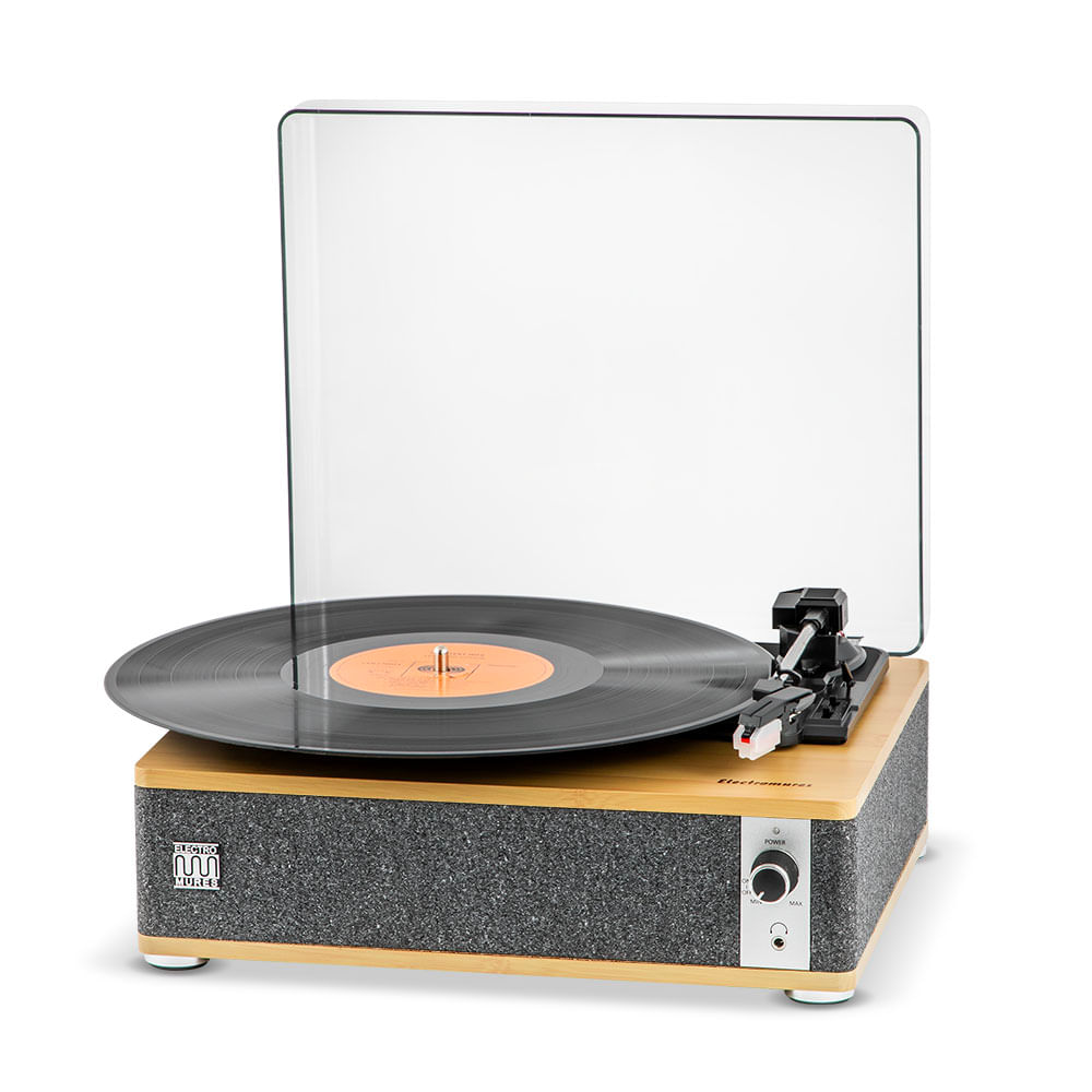 Pick-up cu ac safir si difuzor bluetooth Electromures EM 1021, Bamboo Edition, Culoare Dark Grey