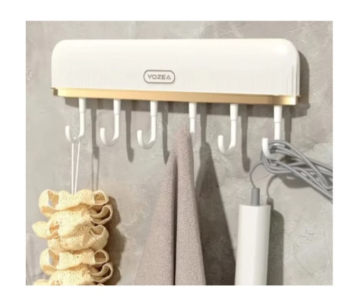 Cuier Adeziv cu 6 Carlige Mobile din Plastic pentru Baie sau Bucatarie, 30.2 x 6.2 x 4.6 cm — imaginea 2