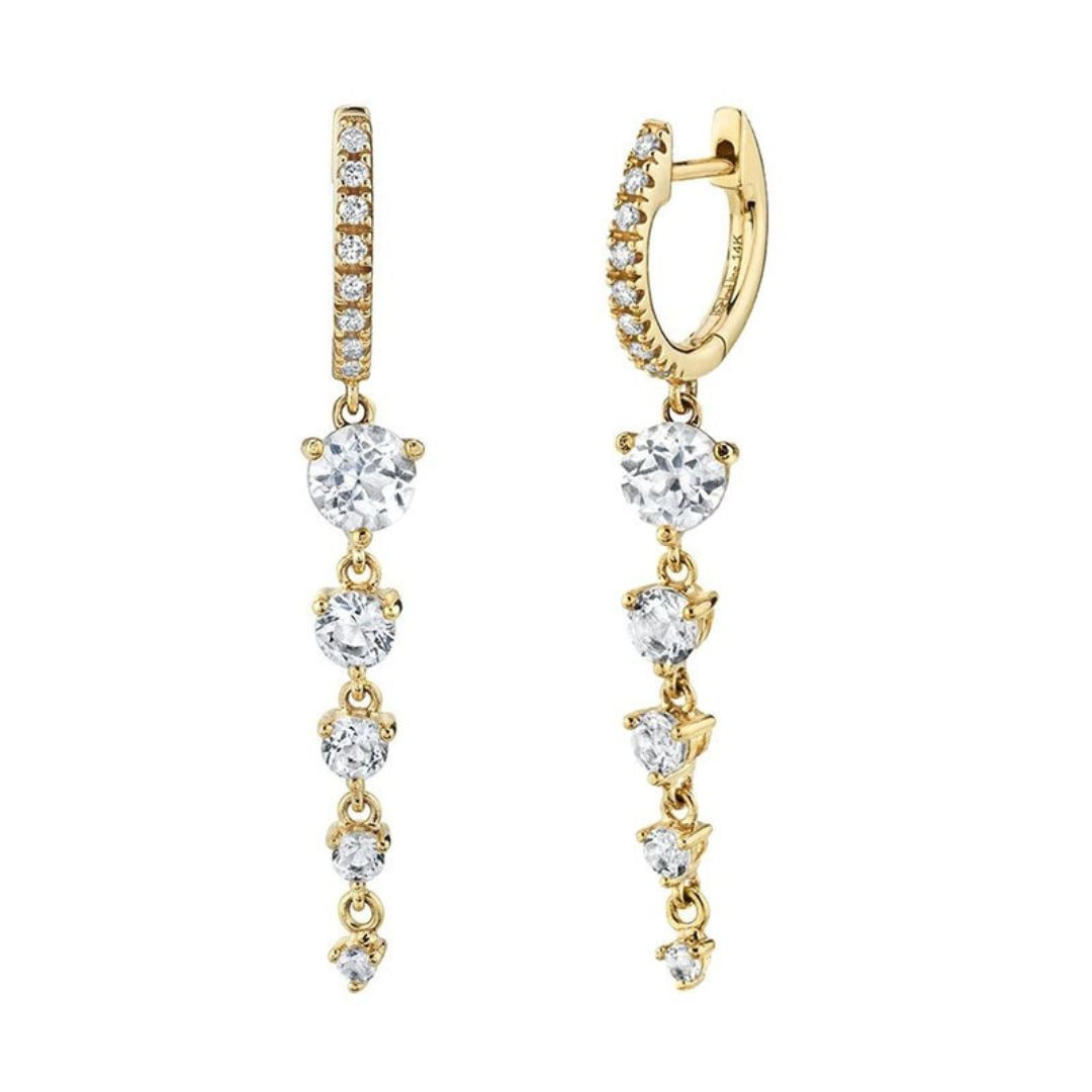 Cercei din otel inoxidabil, placat cu aur 14K, cu stift, Ecarla, KST3286