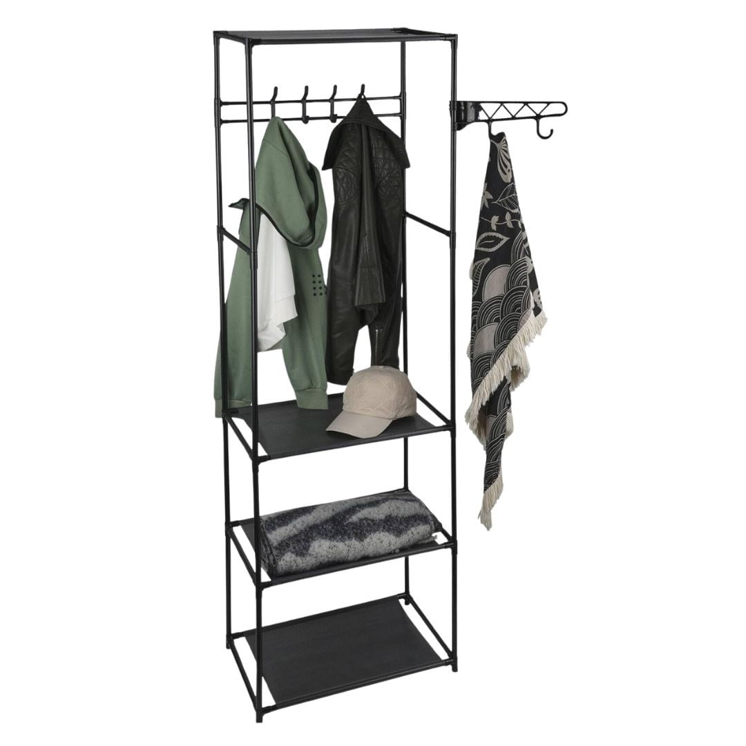 Cuier multifunctional cu polite si carlige, compact si modern 50x36x170 cm — imaginea 2