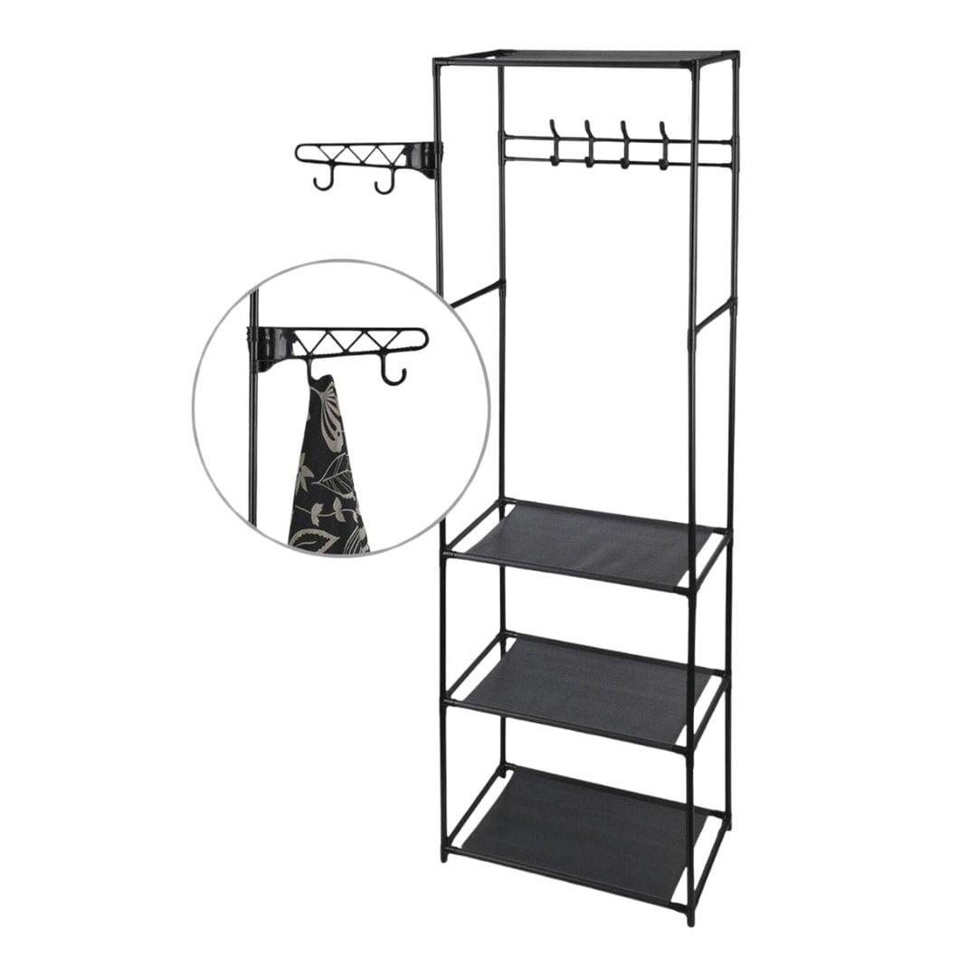 Cuier multifunctional cu polite si carlige, compact si modern 50x36x170 cm — imaginea 3