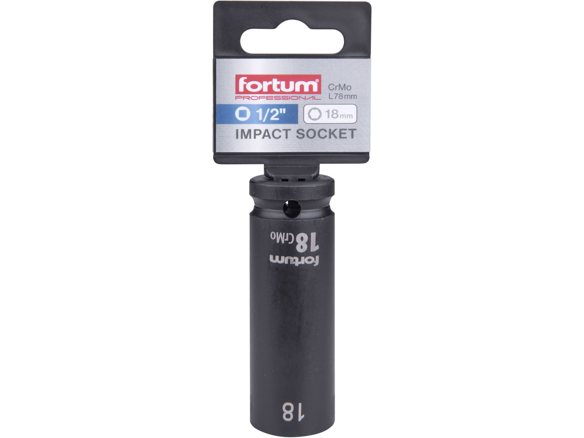 Cheie tubulara de impact de 18mm, Fortum, 4703218, CrMoV, L 78mm — imaginea 2